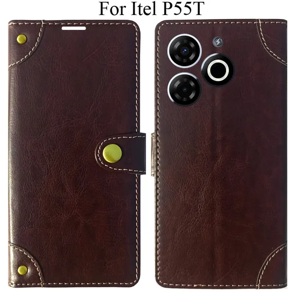 Beige_Premium_Flip_Cover_For_Itel_P55T