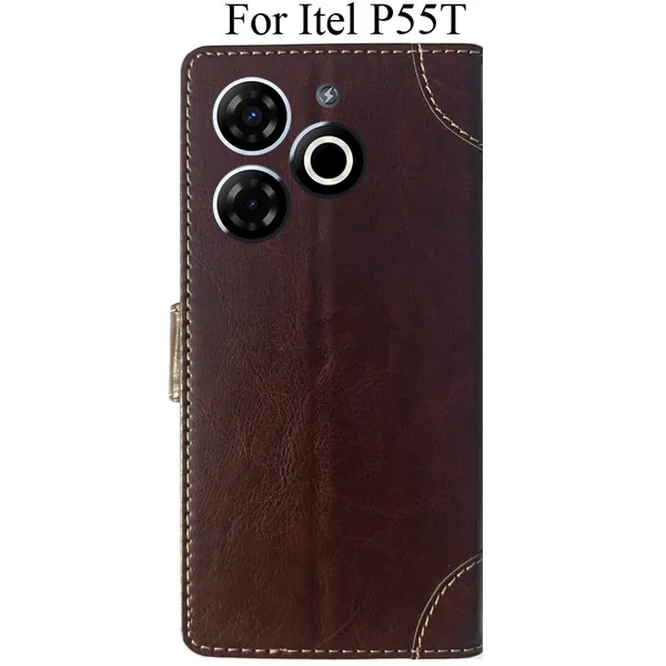 Beige_Premium_Flip_Cover_For_Itel_P55T