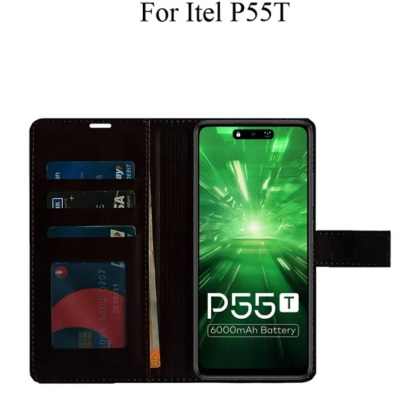 Brown_Premium_Flip_Cover_For_Itel_P55T
