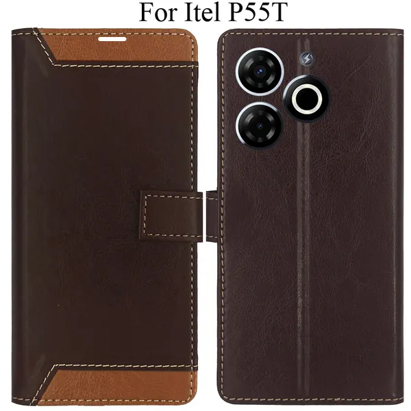 Brown_Premium_Flip_Cover_For_Itel_P55T