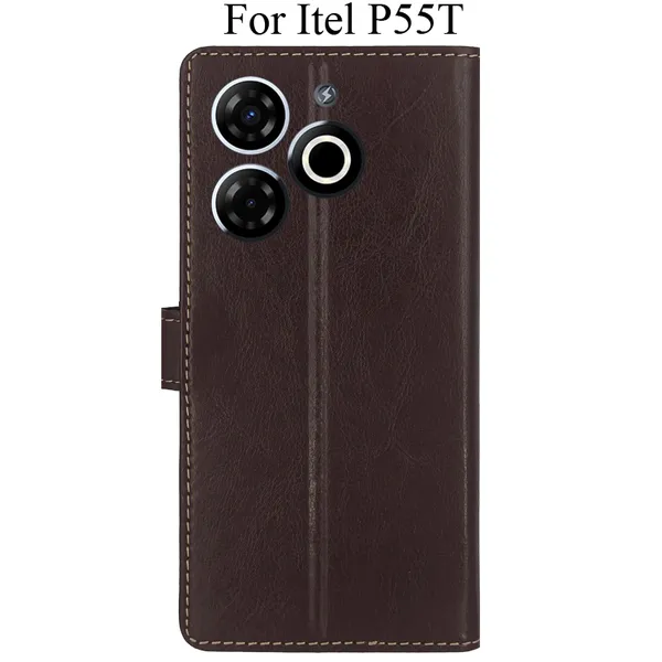 Brown_Premium_Flip_Cover_For_Itel_P55T