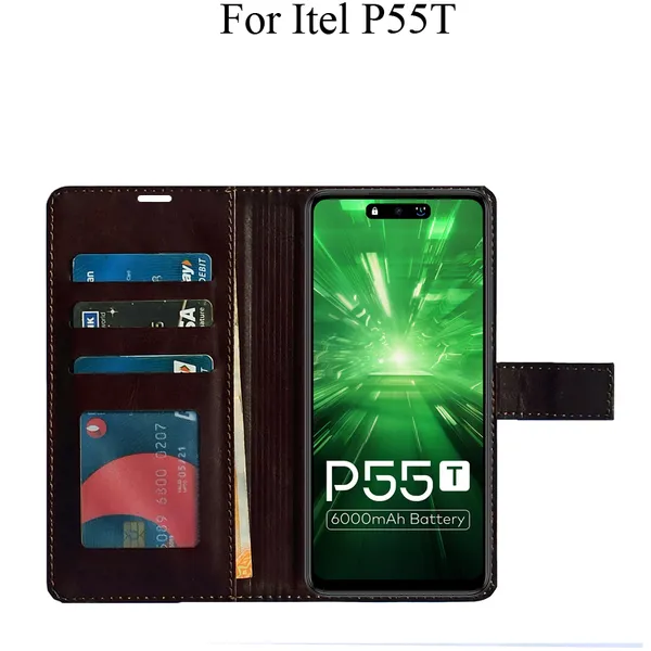 Brown_Premium_Flip_Cover_For_Itel_P55T