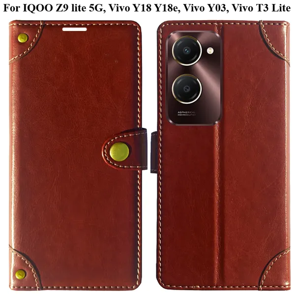Brown_Premium_Flip_Cover_For_Iqoo_Z9_Lite_5G,_Vivo_Y18_Y18E,_Vivo_Y03,_Vivo_T3_Lite