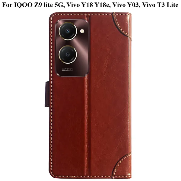 Brown_Premium_Flip_Cover_For_Iqoo_Z9_Lite_5G,_Vivo_Y18_Y18E,_Vivo_Y03,_Vivo_T3_Lite
