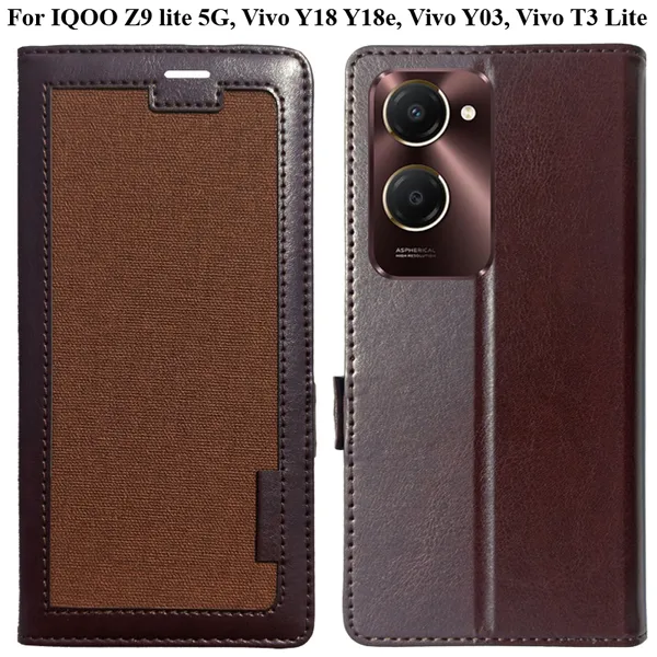 Brown_Premium_Flip_Cover_For_Iqoo_Z9_Lite_5G,_Vivo_Y18_Y18E,_Vivo_Y03,_Vivo_T3_Lite