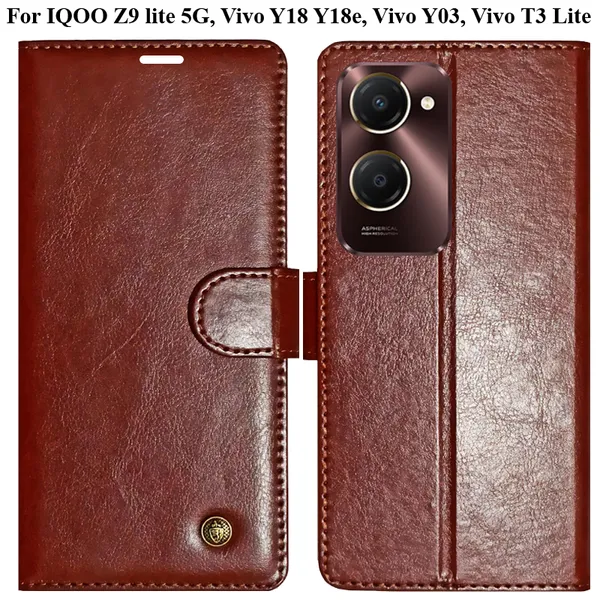 Brown_Premium_Flip_Cover_For_Iqoo_Z9_Lite_5G,_Vivo_Y18_Y18E,_Vivo_Y03,_Vivo_T3_Lite