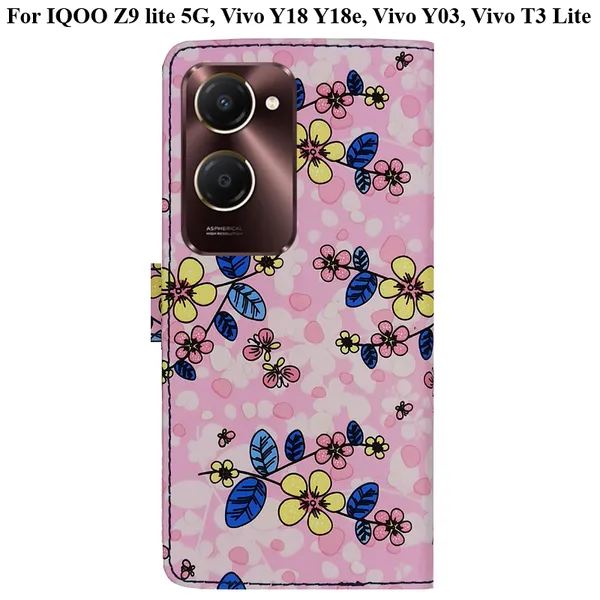 Pink_Premium_Flip_Cover_For_Iqoo_Z9_Lite_5G,_Vivo_Y18_Y18E,_Vivo_Y03,_Vivo_T3_Lite