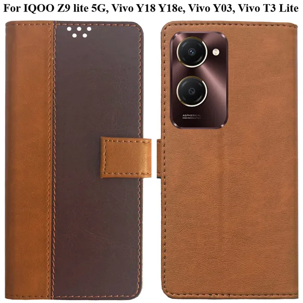 Brown_Premium_Flip_Cover_For_Iqoo_Z9_Lite_5G,_Vivo_Y18_Y18E,_Vivo_Y03,_Vivo_T3_Lite
