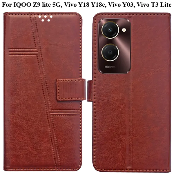 Brown_Premium_Flip_Cover_For_Iqoo_Z9_Lite_5G,_Vivo_Y18_Y18E,_Vivo_Y03,_Vivo_T3_Lite