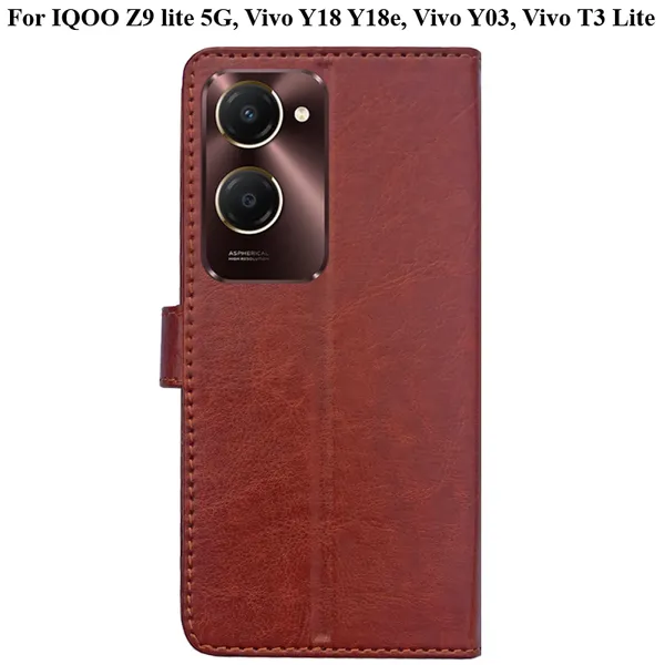 Brown_Premium_Flip_Cover_For_Iqoo_Z9_Lite_5G,_Vivo_Y18_Y18E,_Vivo_Y03,_Vivo_T3_Lite