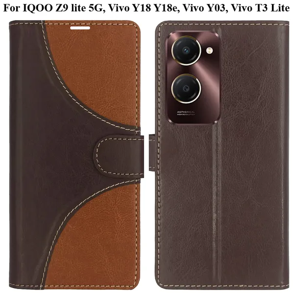 Brown_Premium_Flip_Cover_For_Iqoo_Z9_Lite_5G,_Vivo_Y18_Y18E,_Vivo_Y03,_Vivo_T3_Lite