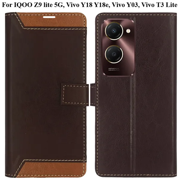 Brown_Premium_Flip_Cover_For_Iqoo_Z9_Lite_5G,_Vivo_Y18_Y18E,_Vivo_Y03,_Vivo_T3_Lite