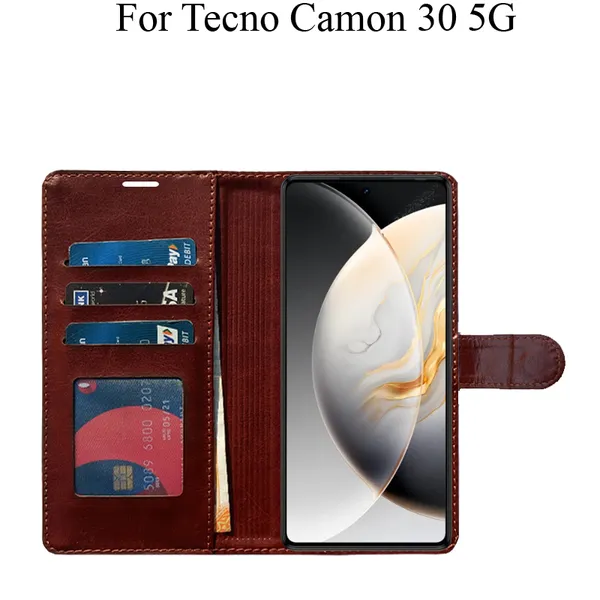 Brown_Premium_Flip_Cover_For_Tecno_Camon_30_5G