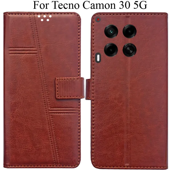 Brown_Premium_Flip_Cover_For_Tecno_Camon_30_5G