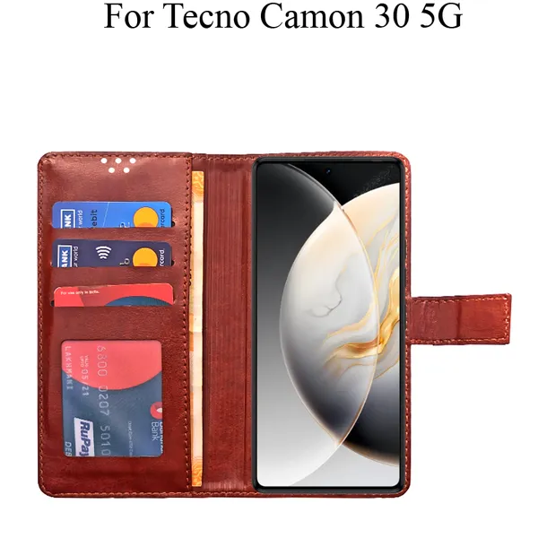 Brown_Premium_Flip_Cover_For_Tecno_Camon_30_5G