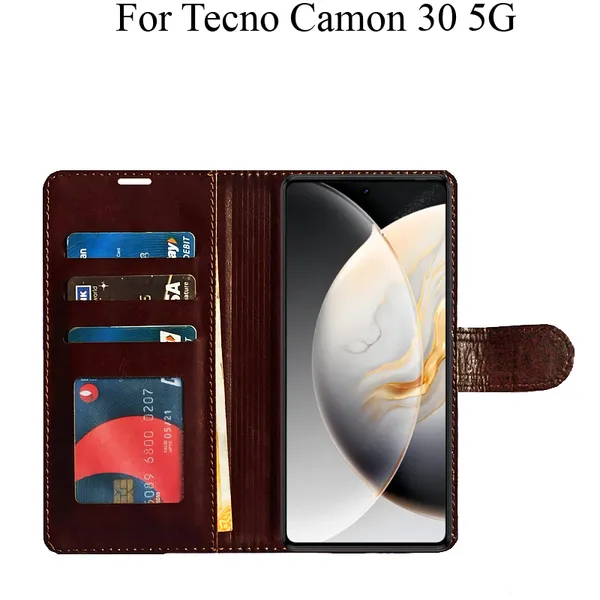 Brown_Premium_Flip_Cover_For_Tecno_Camon_30_5G