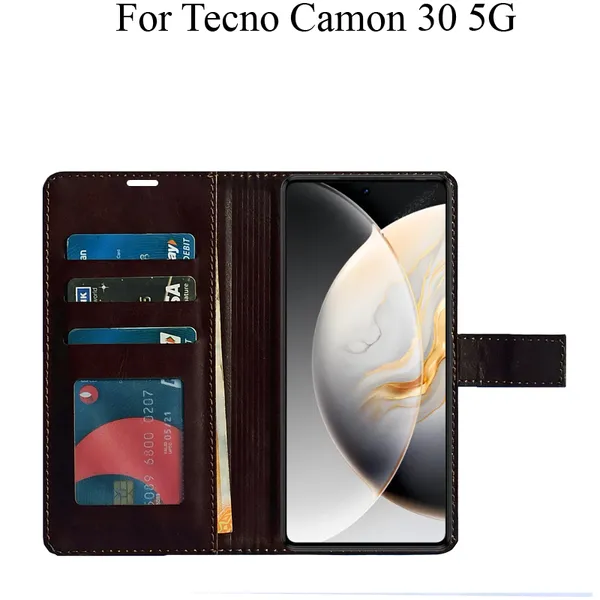 Brown_Premium_Flip_Cover_For_Tecno_Camon_30_5G