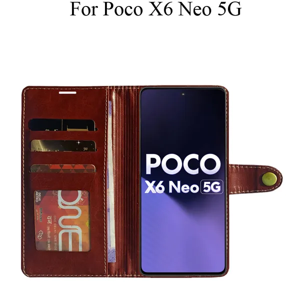 Brown_Premium_Flip_Cover_For_Poco_X6_Neo_5G