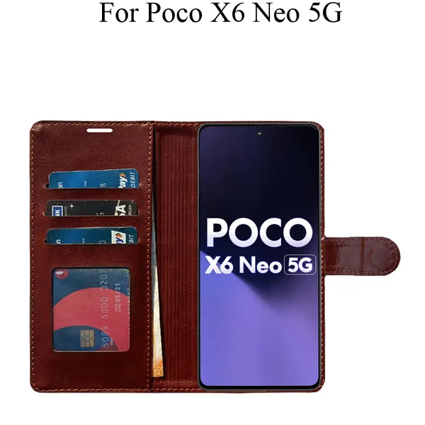 Brown_Premium_Flip_Cover_For_Poco_X6_Neo_5G