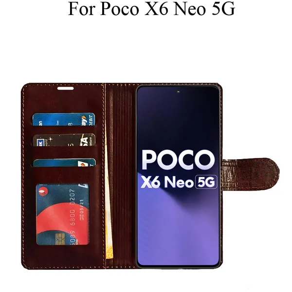 Brown_Premium_Flip_Cover_For_Poco_X6_Neo_5G