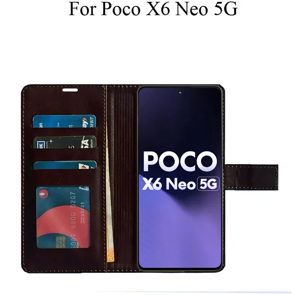 Brown_Premium_Flip_Cover_For_Poco_X6_Neo_5G