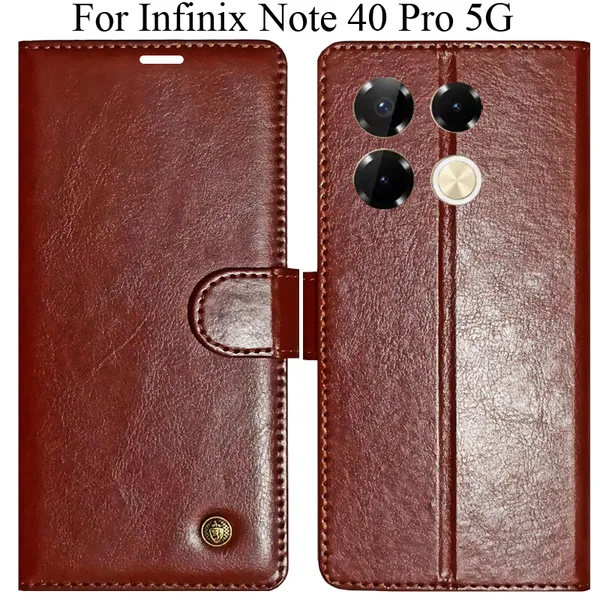 Brown_Premium_Flip_Cover_For_Infinix_Note_40_Pro_5G