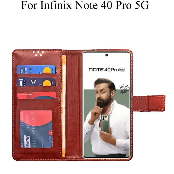 Brown_Premium_Flip_Cover_For_Infinix_Note_40_Pro_5G