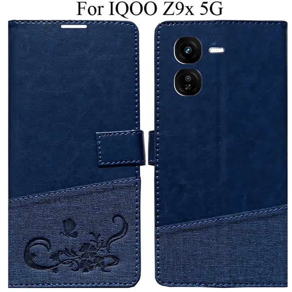 Blue_Premium_Flip_Cover_For_Iqoo_Z9X_5G