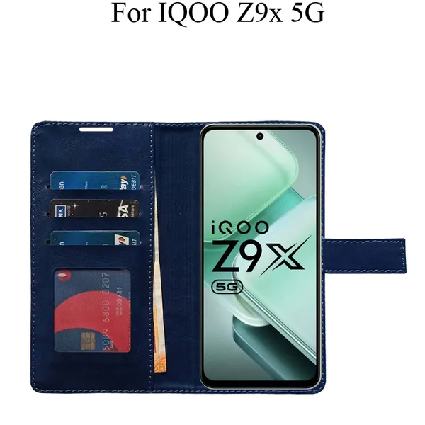 Blue_Premium_Flip_Cover_For_Iqoo_Z9X_5G