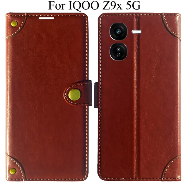Brown_Premium_Flip_Cover_For_Iqoo_Z9X_5G