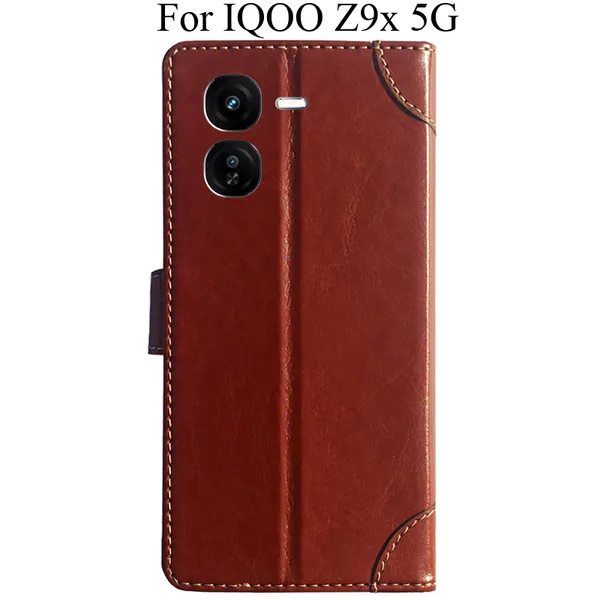 Brown_Premium_Flip_Cover_For_Iqoo_Z9X_5G