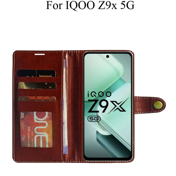 Brown_Premium_Flip_Cover_For_Iqoo_Z9X_5G