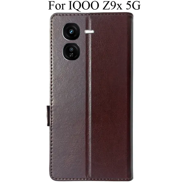Brown_Premium_Flip_Cover_For_Iqoo_Z9X_5G