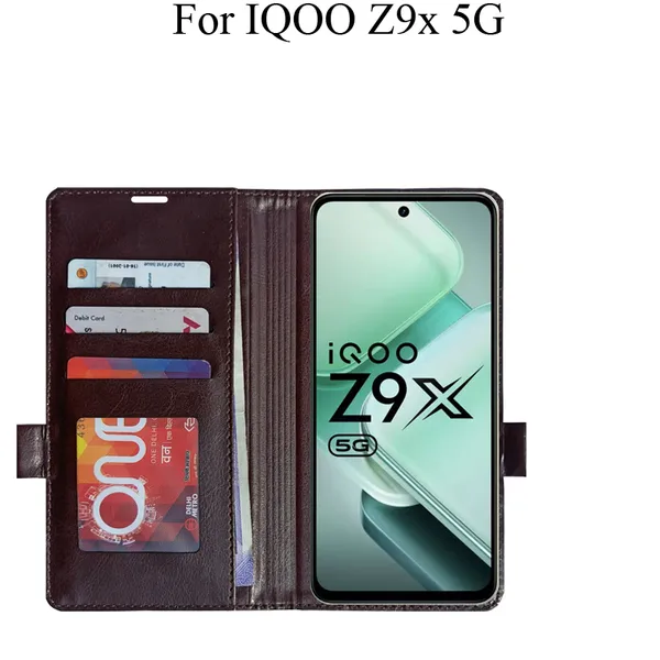 Brown_Premium_Flip_Cover_For_Iqoo_Z9X_5G