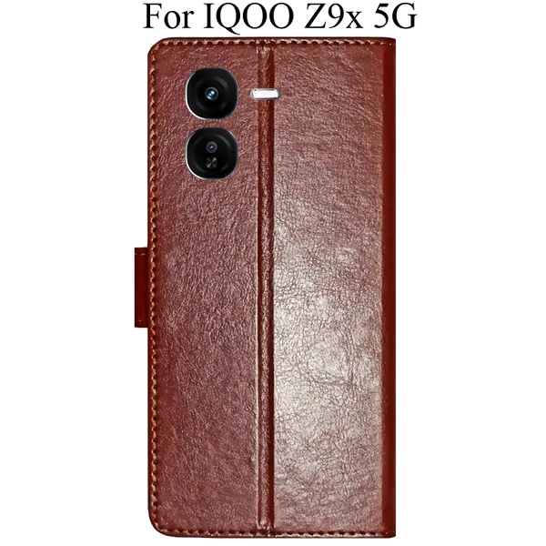 Brown_Premium_Flip_Cover_For_Iqoo_Z9X_5G