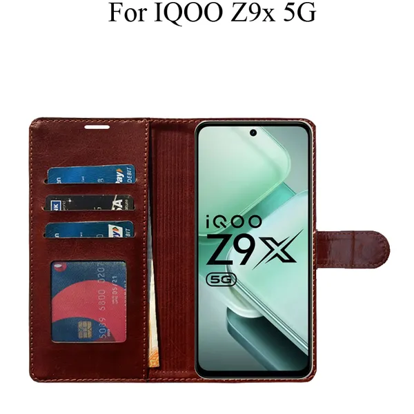 Brown_Premium_Flip_Cover_For_Iqoo_Z9X_5G