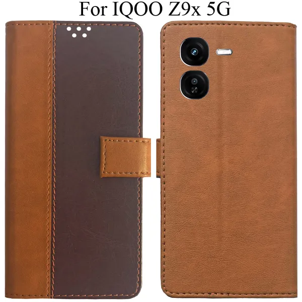 Brown_Premium_Flip_Cover_For_Iqoo_Z9X_5G