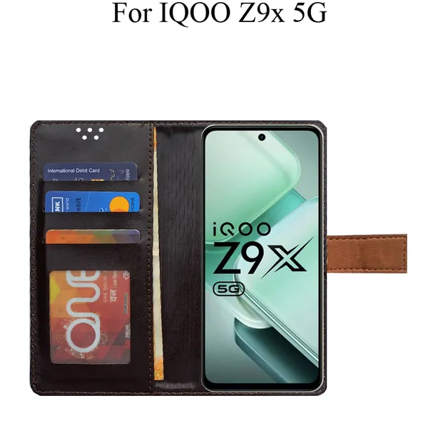 Brown_Premium_Flip_Cover_For_Iqoo_Z9X_5G