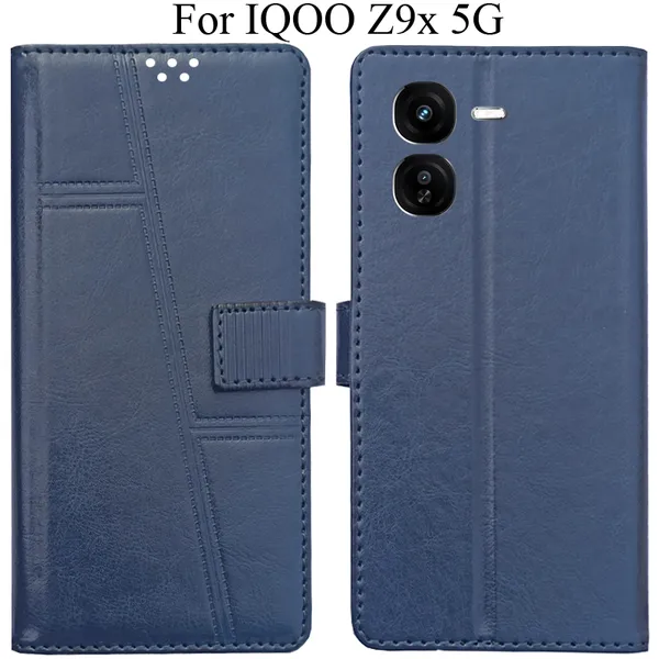 Blue_Premium_Flip_Cover_For_Iqoo_Z9X_5G