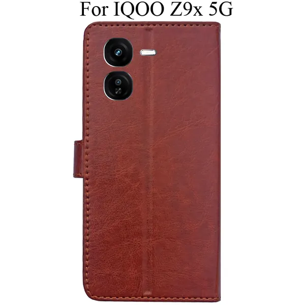 Brown_Premium_Flip_Cover_For_Iqoo_Z9X_5G