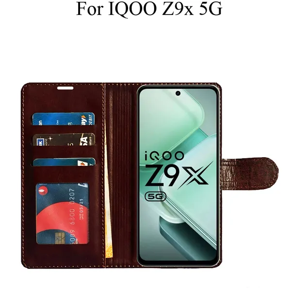 Brown_Premium_Flip_Cover_For_Iqoo_Z9X_5G