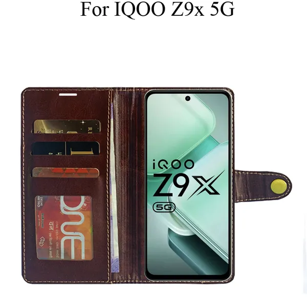 Beige_Premium_Flip_Cover_For_Iqoo_Z9X_5G