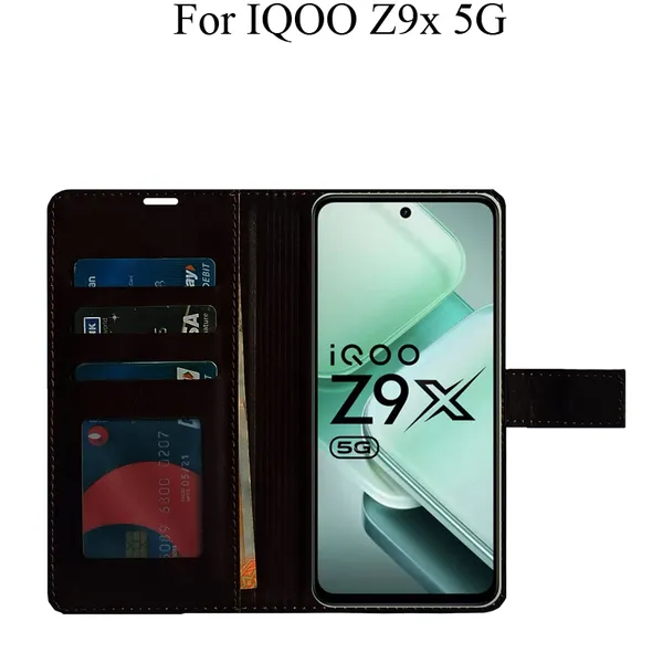 Brown_Premium_Flip_Cover_For_Iqoo_Z9X_5G
