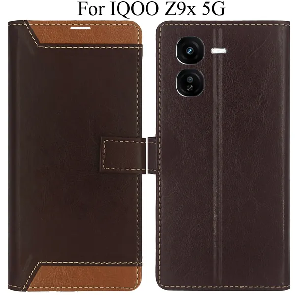 Brown_Premium_Flip_Cover_For_Iqoo_Z9X_5G