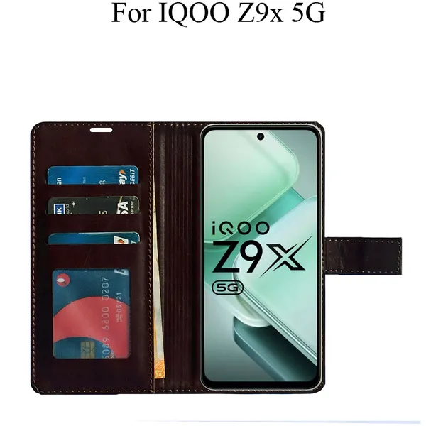 Brown_Premium_Flip_Cover_For_Iqoo_Z9X_5G