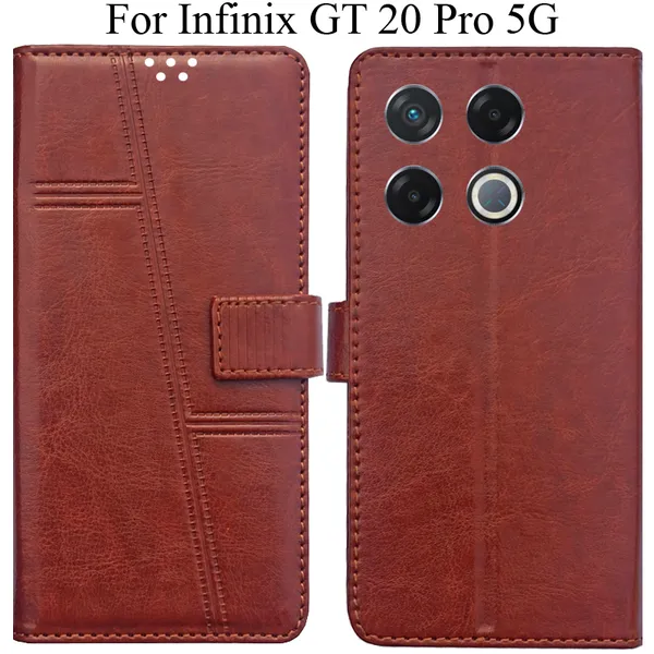 Brown_Premium_Flip_Cover_For_Infinix_Gt_20_Pro_5G