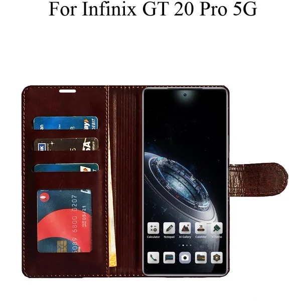 Brown_Premium_Flip_Cover_For_Infinix_Gt_20_Pro_5G