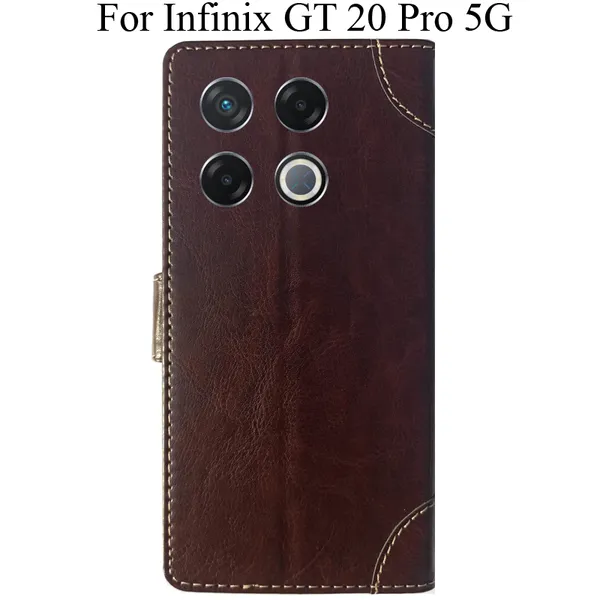 Beige_Premium_Flip_Cover_For_Infinix_Gt_20_Pro_5G