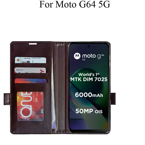 Brown_Premium_Flip_Cover_For_Moto_G64_5G