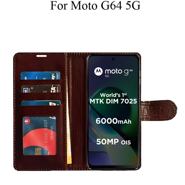 Brown_Premium_Flip_Cover_For_Moto_G64_5G